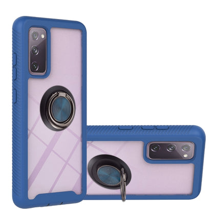 For Samsung Galaxy S20 FE 4G / 5G Starry Sky Solid Color Series Shockproof PC + TPU Protective Case with Ring Holder & Magnetic Function(Blue) by buy2fix