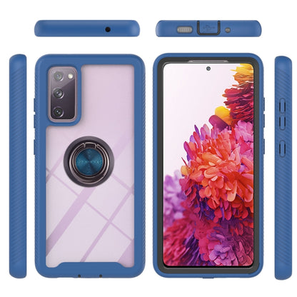 For Samsung Galaxy S20 FE 4G / 5G Starry Sky Solid Color Series Shockproof PC + TPU Protective Case with Ring Holder & Magnetic Function(Blue) by buy2fix