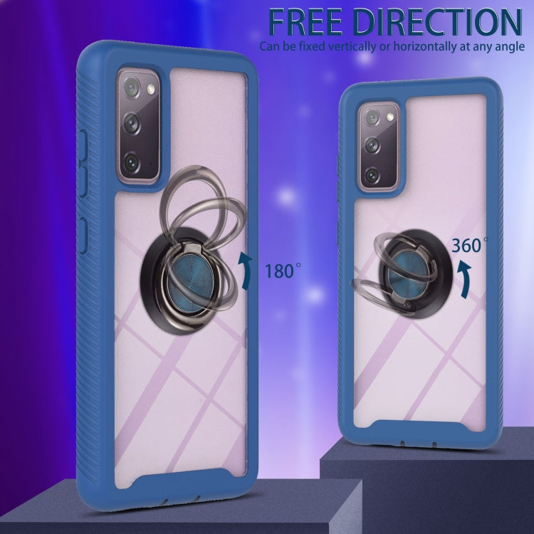For Samsung Galaxy S20 FE 4G / 5G Starry Sky Solid Color Series Shockproof PC + TPU Protective Case with Ring Holder & Magnetic Function(Blue) by buy2fix