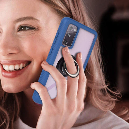 For Samsung Galaxy S20 FE 4G / 5G Starry Sky Solid Color Series Shockproof PC + TPU Protective Case with Ring Holder & Magnetic Function(Blue) by buy2fix