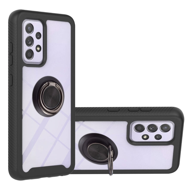 For Samsung Galaxy A52 5G / 4G Starry Sky Solid Color Series Shockproof PC + TPU Protective Case with Ring Holder & Magnetic Function(Black) by buy2fix