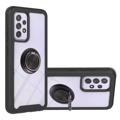 For Samsung Galaxy A52 5G / 4G Starry Sky Solid Color Series Shockproof PC + TPU Protective Case with Ring Holder & Magnetic Function(Black) by buy2fix