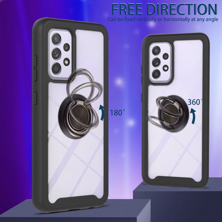 For Samsung Galaxy A52 5G / 4G Starry Sky Solid Color Series Shockproof PC + TPU Protective Case with Ring Holder & Magnetic Function(Black) by buy2fix