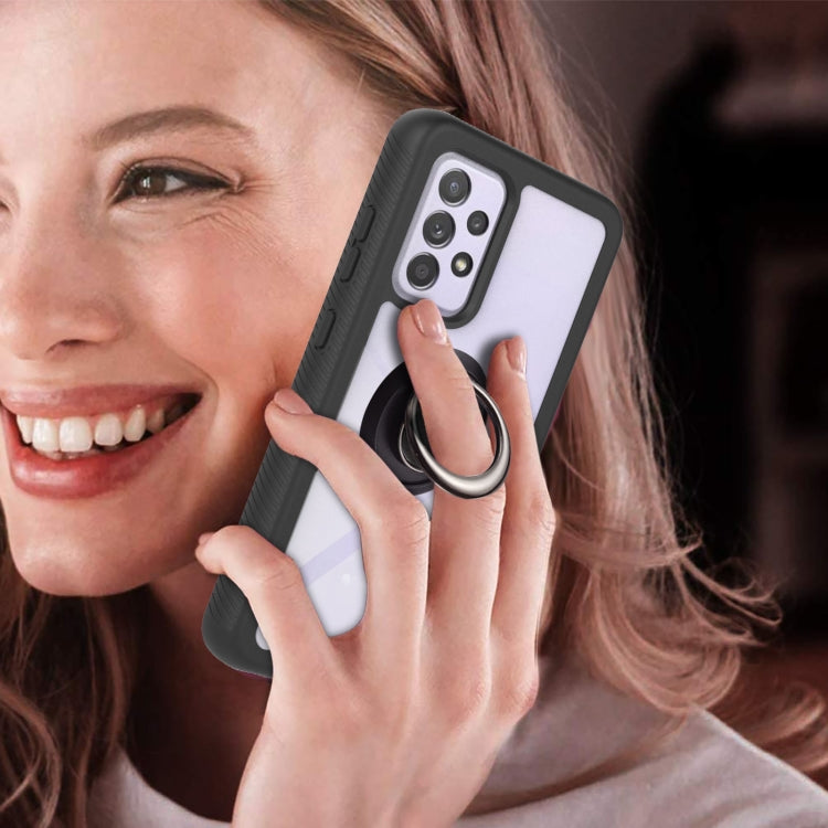 For Samsung Galaxy A52 5G / 4G Starry Sky Solid Color Series Shockproof PC + TPU Protective Case with Ring Holder & Magnetic Function(Black) by buy2fix