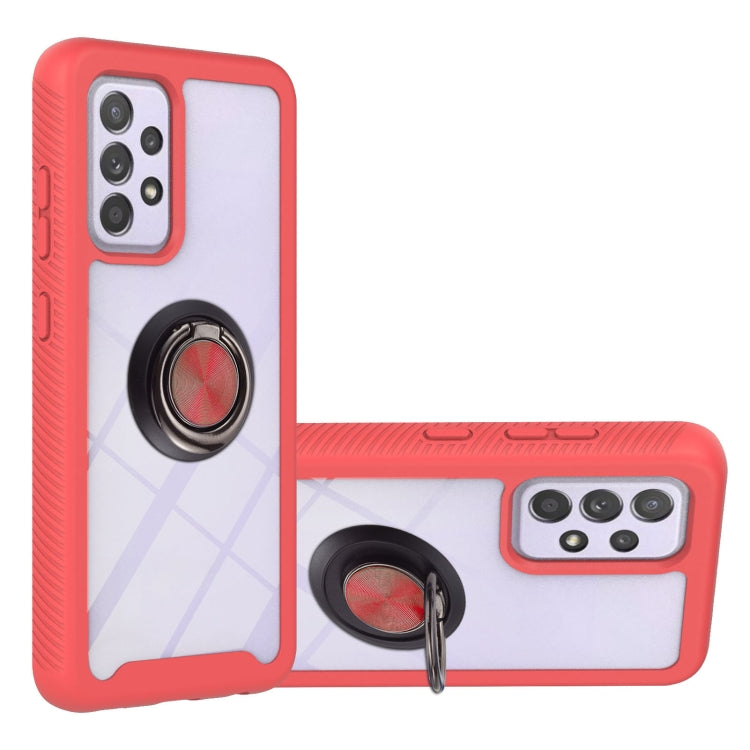 For Samsung Galaxy A52 5G / 4G Starry Sky Solid Color Series Shockproof PC + TPU Protective Case with Ring Holder & Magnetic Function(Red) by buy2fix