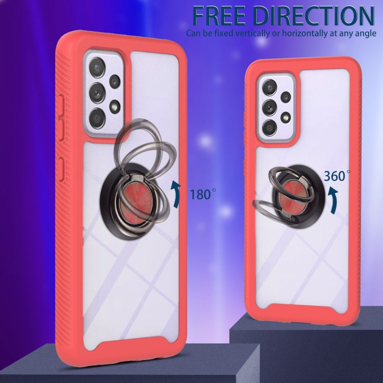 For Samsung Galaxy A52 5G / 4G Starry Sky Solid Color Series Shockproof PC + TPU Protective Case with Ring Holder & Magnetic Function(Red) by buy2fix