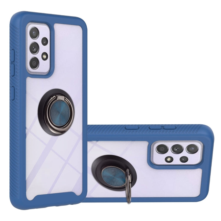 For Samsung Galaxy A52 5G / 4G Starry Sky Solid Color Series Shockproof PC + TPU Protective Case with Ring Holder & Magnetic Function(Blue) by buy2fix