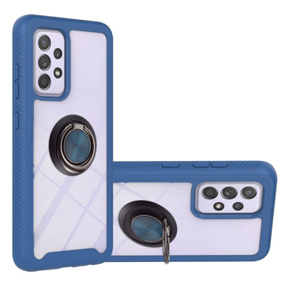 For Samsung Galaxy A52 5G / 4G Starry Sky Solid Color Series Shockproof PC + TPU Protective Case with Ring Holder & Magnetic Function(Blue) by buy2fix