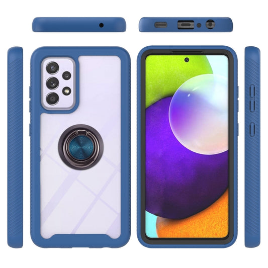 For Samsung Galaxy A52 5G / 4G Starry Sky Solid Color Series Shockproof PC + TPU Protective Case with Ring Holder & Magnetic Function(Blue) by buy2fix