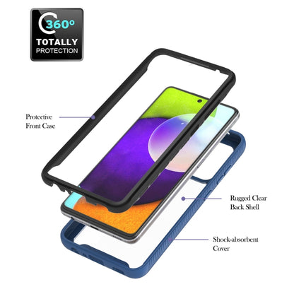 For Samsung Galaxy A52 5G / 4G Starry Sky Solid Color Series Shockproof PC + TPU Protective Case with Ring Holder & Magnetic Function(Blue) by buy2fix