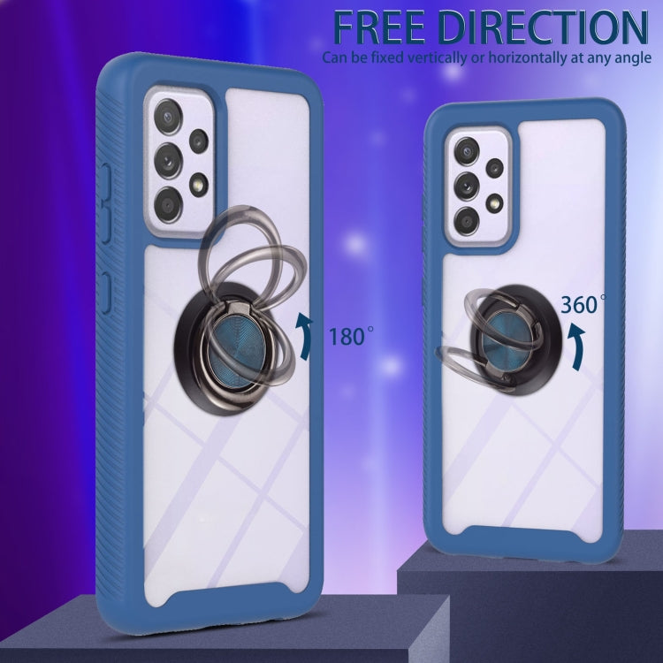 For Samsung Galaxy A52 5G / 4G Starry Sky Solid Color Series Shockproof PC + TPU Protective Case with Ring Holder & Magnetic Function(Blue) by buy2fix