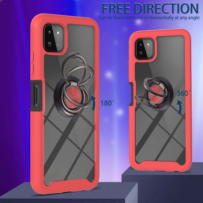 For Samsung Galaxy A22 5G Starry Sky Solid Color Series Shockproof PC + TPU Protective Case with Ring Holder & Magnetic Function(Red) by buy2fix