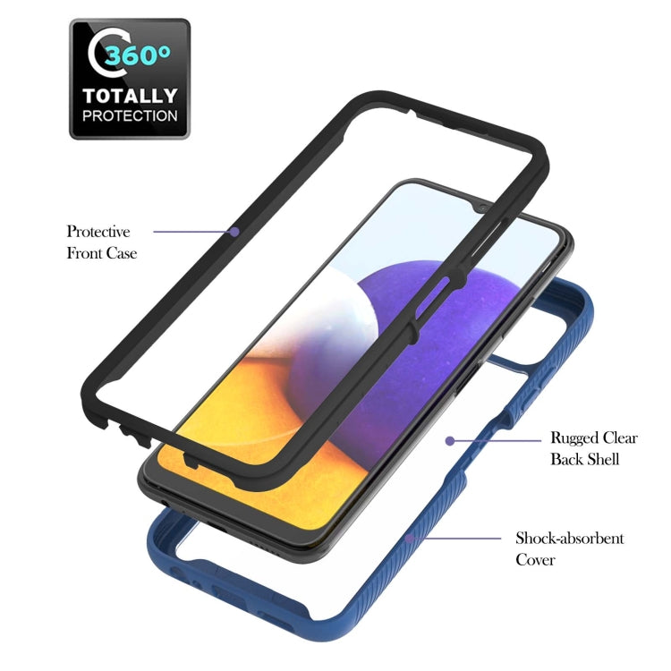 For Samsung Galaxy A22 5G Starry Sky Solid Color Series Shockproof PC + TPU Protective Case with Ring Holder & Magnetic Function(Blue) by buy2fix