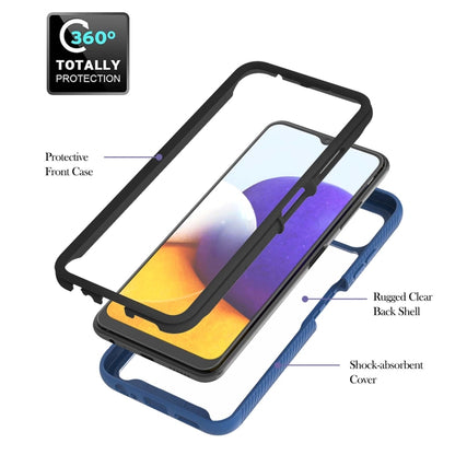For Samsung Galaxy A22 5G Starry Sky Solid Color Series Shockproof PC + TPU Protective Case with Ring Holder & Magnetic Function(Blue) by buy2fix
