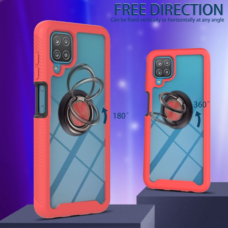 For Samsung Galaxy A12 Starry Sky Solid Color Series Shockproof PC + TPU Protective Case with Ring Holder & Magnetic Function(Red) by buy2fix