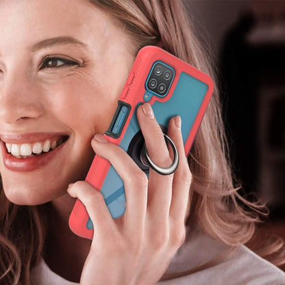 For Samsung Galaxy A12 Starry Sky Solid Color Series Shockproof PC + TPU Protective Case with Ring Holder & Magnetic Function(Red) by buy2fix