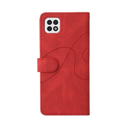 For Samsung Galaxy A22 5G Dual-color Splicing Horizontal Flip PU Leather Case with Holder & Card Slots & Wallet(Red) by buy2fix