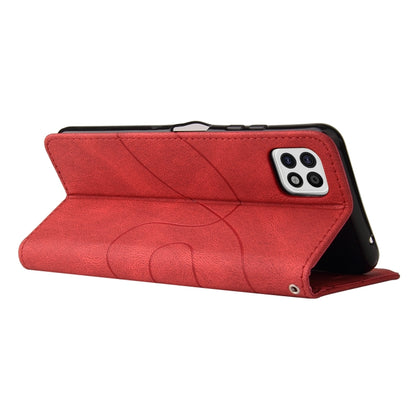 For Samsung Galaxy A22 5G Dual-color Splicing Horizontal Flip PU Leather Case with Holder & Card Slots & Wallet(Red) by buy2fix