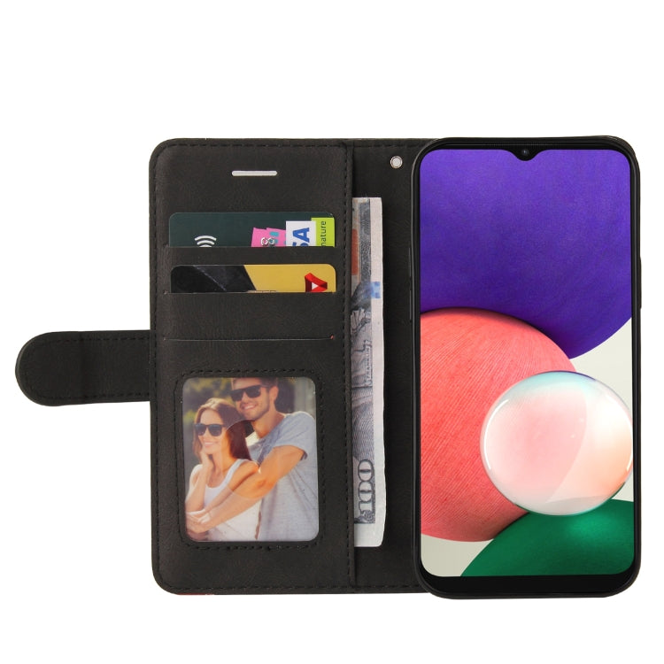 For Samsung Galaxy A22 5G Dual-color Splicing Horizontal Flip PU Leather Case with Holder & Card Slots & Wallet(Black) by buy2fix