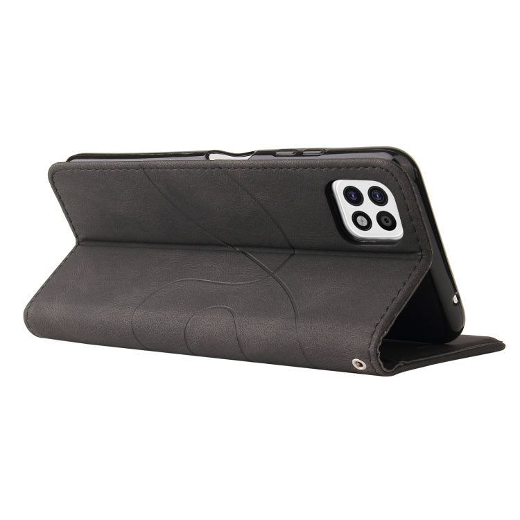 For Samsung Galaxy A22 5G Dual-color Splicing Horizontal Flip PU Leather Case with Holder & Card Slots & Wallet(Black) by buy2fix