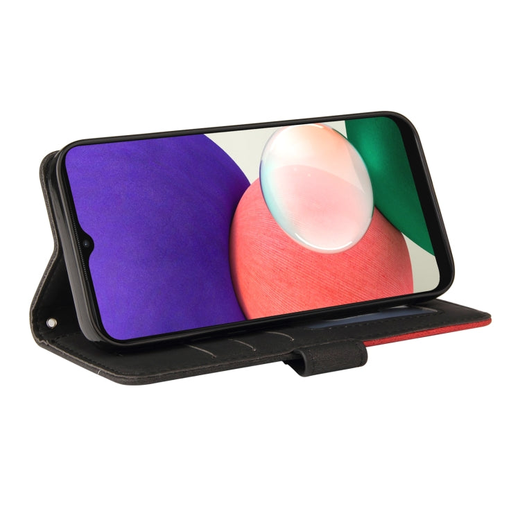 For Samsung Galaxy A22 5G Dual-color Splicing Horizontal Flip PU Leather Case with Holder & Card Slots & Wallet(Black) by buy2fix