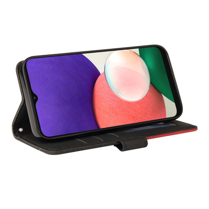 For Samsung Galaxy A22 5G Dual-color Splicing Horizontal Flip PU Leather Case with Holder & Card Slots & Wallet(Black) by buy2fix