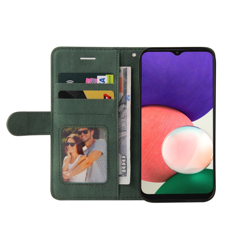 For Samsung Galaxy A22 5G Dual-color Splicing Horizontal Flip PU Leather Case with Holder & Card Slots & Wallet(Green) by buy2fix