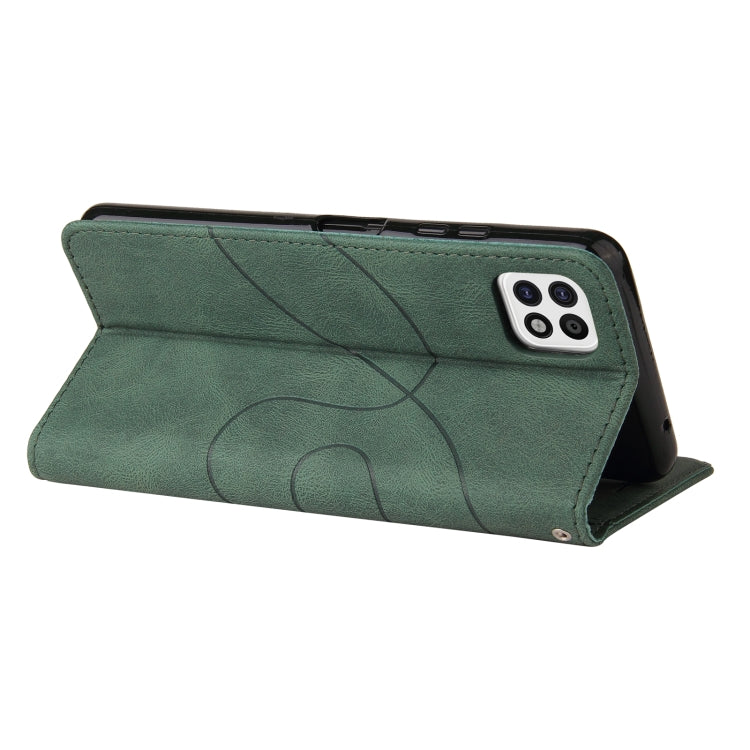 For Samsung Galaxy A22 5G Dual-color Splicing Horizontal Flip PU Leather Case with Holder & Card Slots & Wallet(Green) by buy2fix