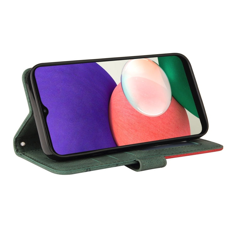 For Samsung Galaxy A22 5G Dual-color Splicing Horizontal Flip PU Leather Case with Holder & Card Slots & Wallet(Green) by buy2fix