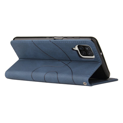 For Samsung Galaxy A12 5G Dual-color Splicing Horizontal Flip PU Leather Case with Holder & Card Slots & Wallet(Blue) by buy2fix