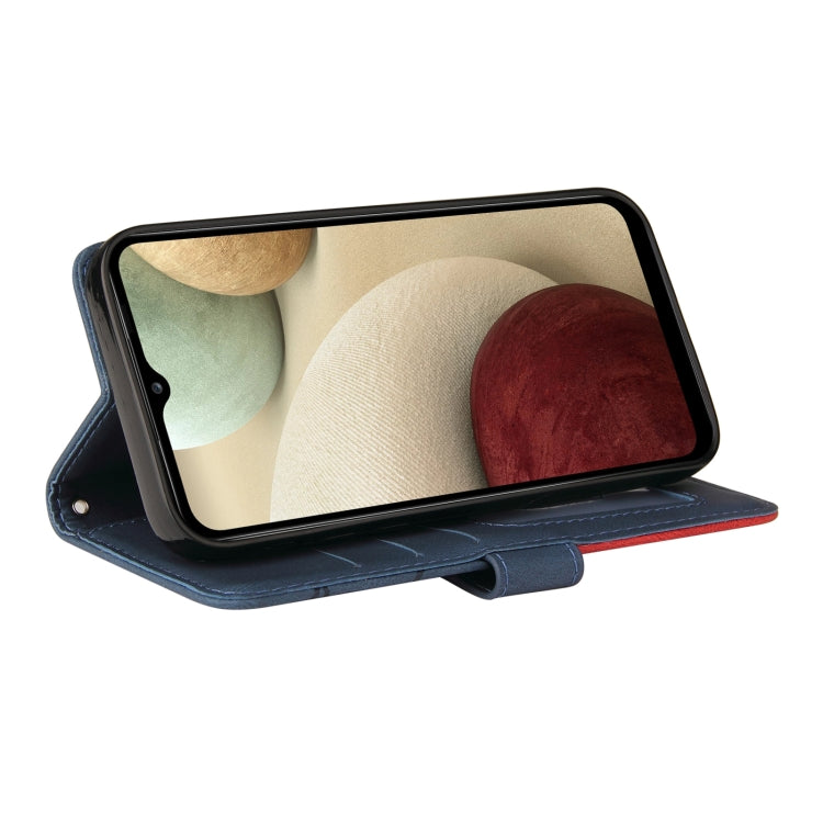 For Samsung Galaxy A12 5G Dual-color Splicing Horizontal Flip PU Leather Case with Holder & Card Slots & Wallet(Blue) by buy2fix