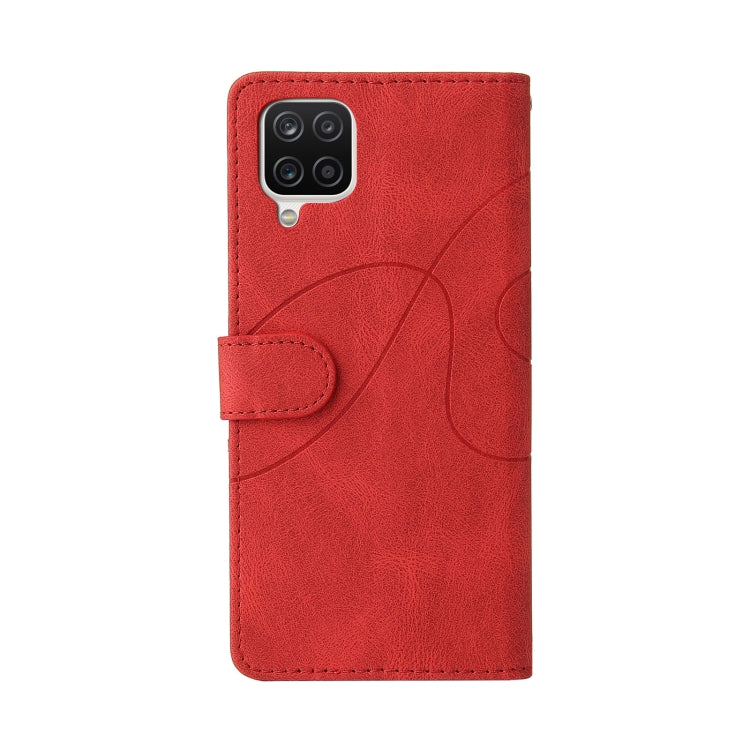 For Samsung Galaxy A12 5G Dual-color Splicing Horizontal Flip PU Leather Case with Holder & Card Slots & Wallet(Red) by buy2fix