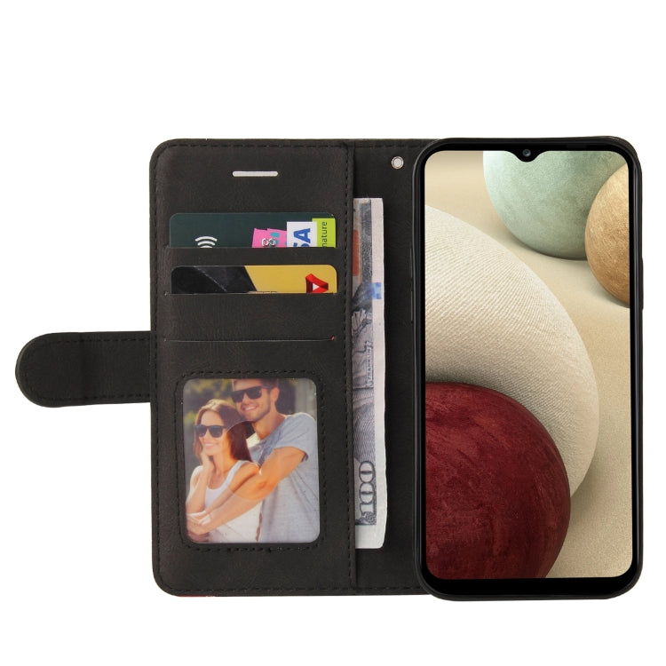 For Samsung Galaxy A12 5G Dual-color Splicing Horizontal Flip PU Leather Case with Holder & Card Slots & Wallet(Black) by buy2fix