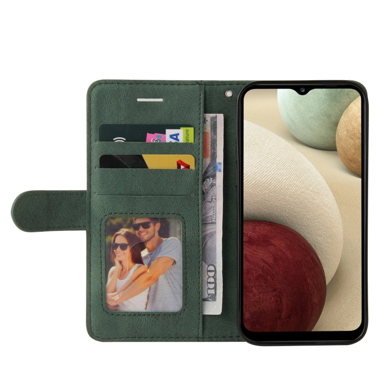 For Samsung Galaxy A12 5G Dual-color Splicing Horizontal Flip PU Leather Case with Holder & Card Slots & Wallet(Green) by buy2fix
