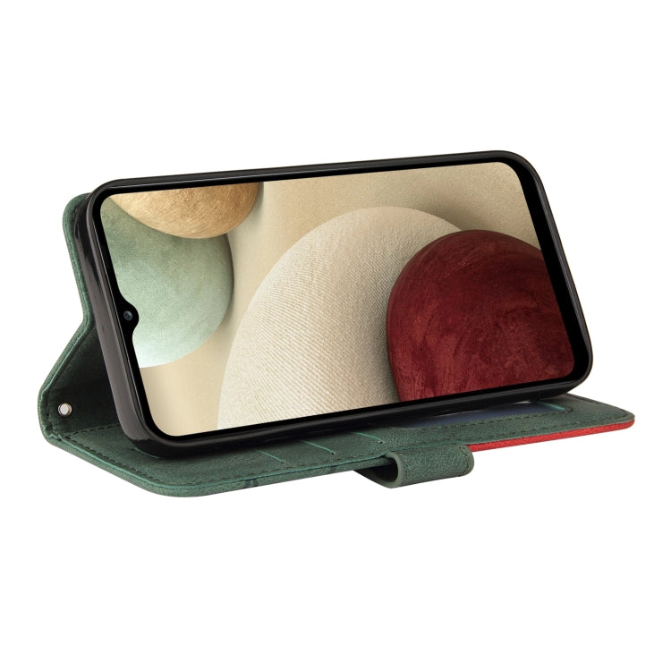 For Samsung Galaxy A12 5G Dual-color Splicing Horizontal Flip PU Leather Case with Holder & Card Slots & Wallet(Green) by buy2fix