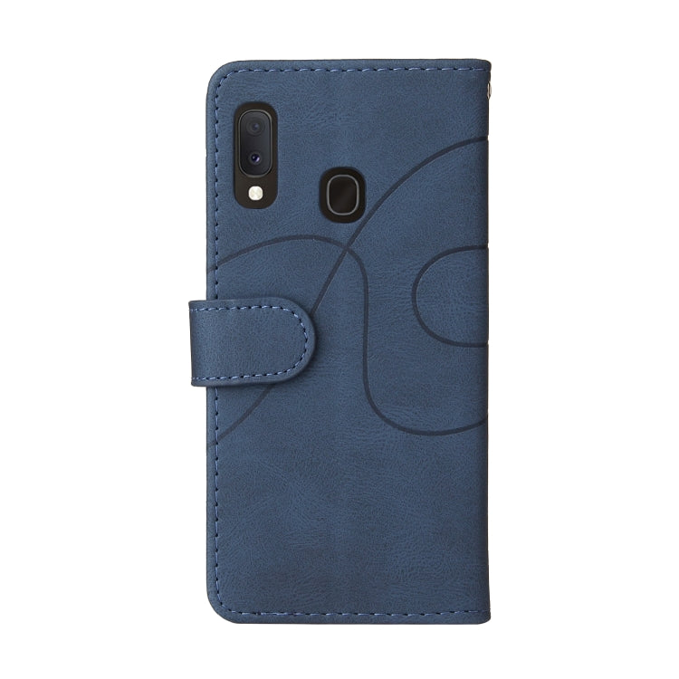 For Samsung Galaxy A20e Dual-color Splicing Horizontal Flip PU Leather Case with Holder & Card Slots & Wallet(Blue) by buy2fix