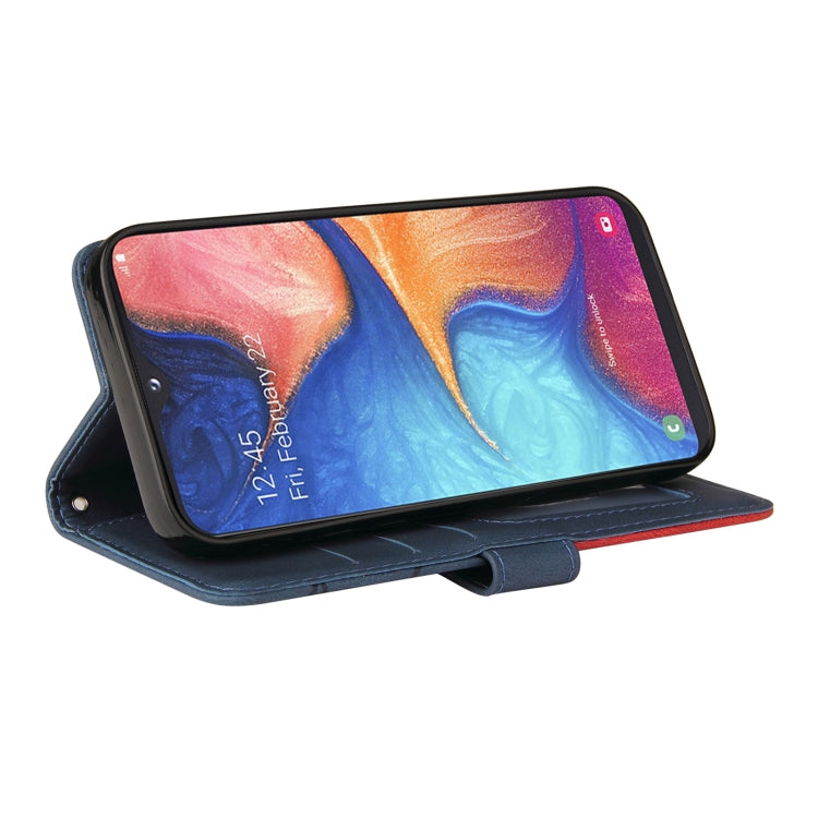 For Samsung Galaxy A20e Dual-color Splicing Horizontal Flip PU Leather Case with Holder & Card Slots & Wallet(Blue) by buy2fix