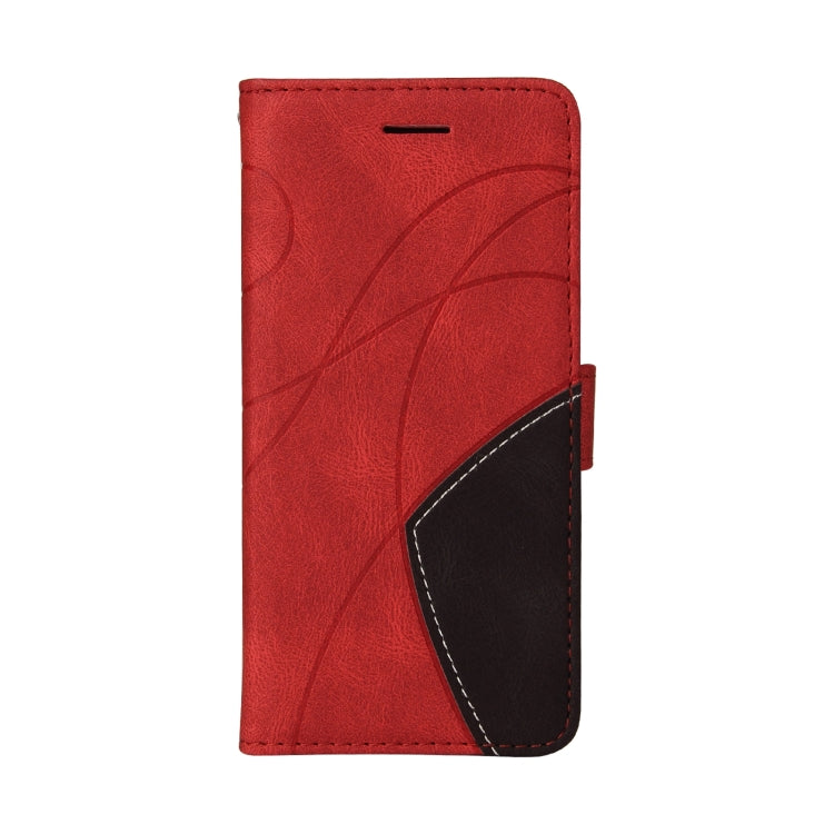 For Samsung Galaxy A21s Dual-color Splicing Horizontal Flip PU Leather Case with Holder & Card Slots & Wallet(Red) by buy2fix