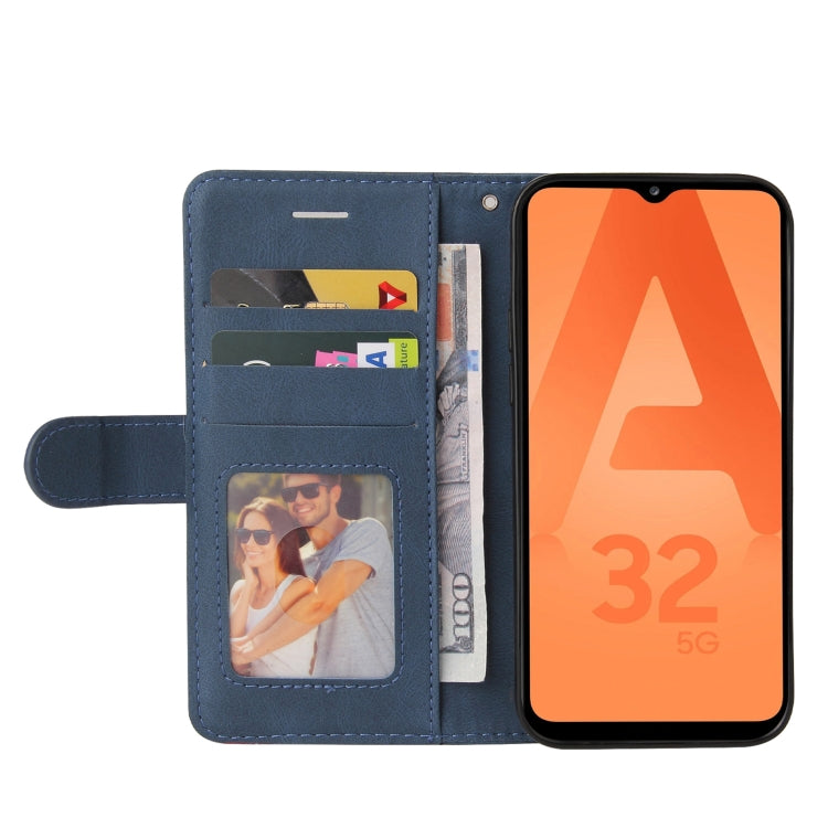 For Samsung Galaxy A32 5G Dual-color Splicing Horizontal Flip PU Leather Case with Holder & Card Slots & Wallet(Blue) by buy2fix