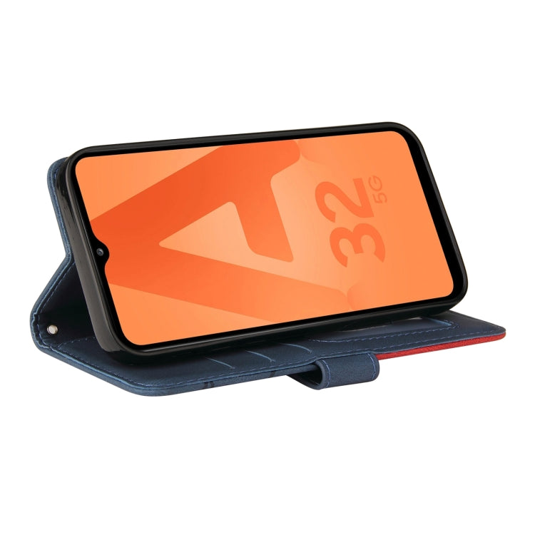 For Samsung Galaxy A32 5G Dual-color Splicing Horizontal Flip PU Leather Case with Holder & Card Slots & Wallet(Blue) by buy2fix