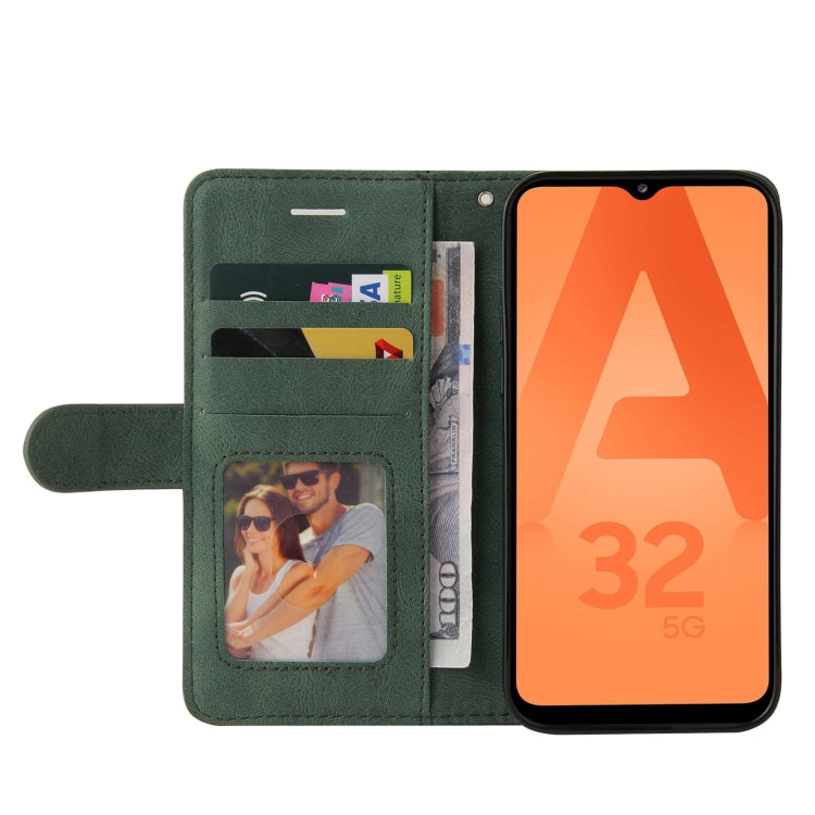 For Samsung Galaxy A32 5G Dual-color Splicing Horizontal Flip PU Leather Case with Holder & Card Slots & Wallet(Green) by buy2fix