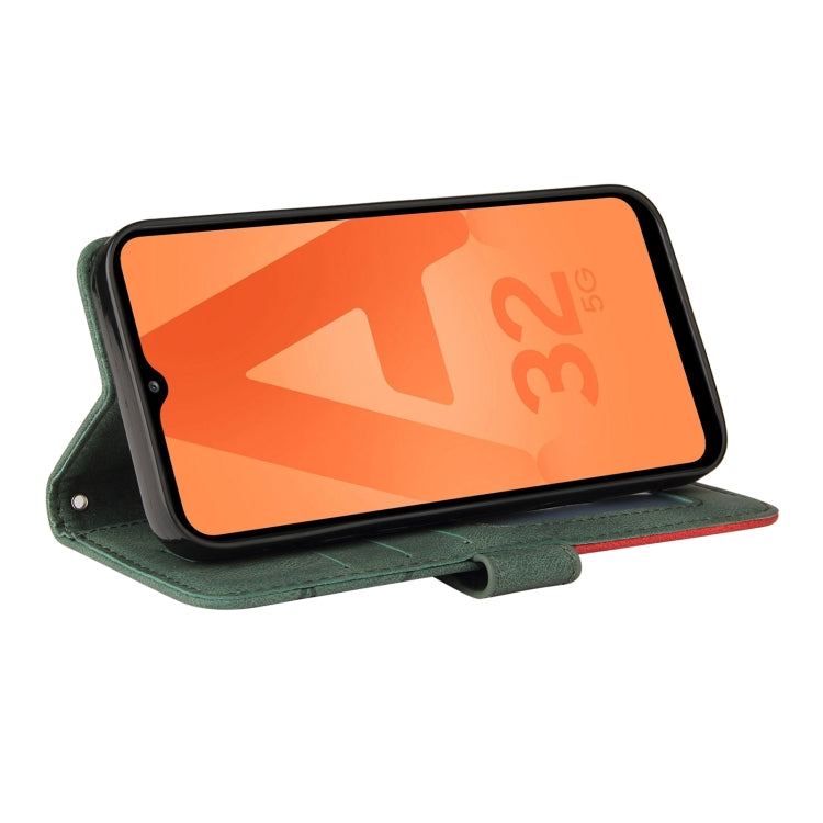 For Samsung Galaxy A32 5G Dual-color Splicing Horizontal Flip PU Leather Case with Holder & Card Slots & Wallet(Green) by buy2fix