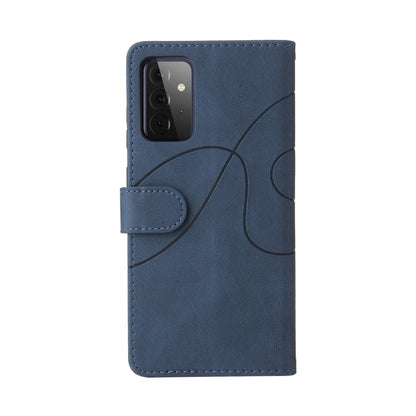 For Samsung Galaxy A72 5G / 4G Dual-color Splicing Horizontal Flip PU Leather Case with Holder & Card Slots & Wallet(Blue) by buy2fix