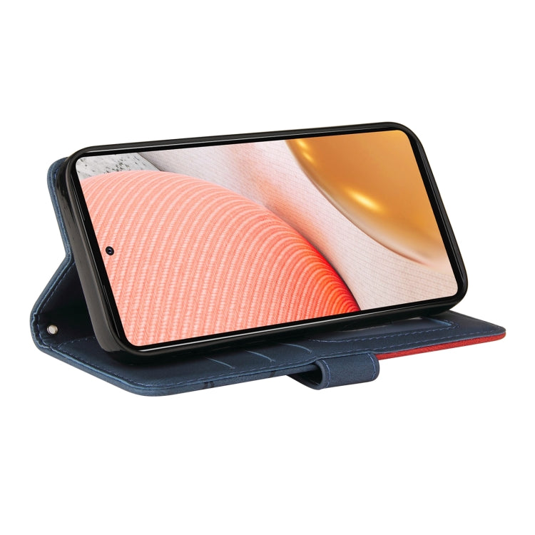 For Samsung Galaxy A72 5G / 4G Dual-color Splicing Horizontal Flip PU Leather Case with Holder & Card Slots & Wallet(Blue) by buy2fix