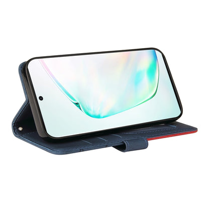 For Samsung Galaxy Note10+ Dual-color Splicing Horizontal Flip PU Leather Case with Holder & Card Slots & Wallet(Blue) by buy2fix