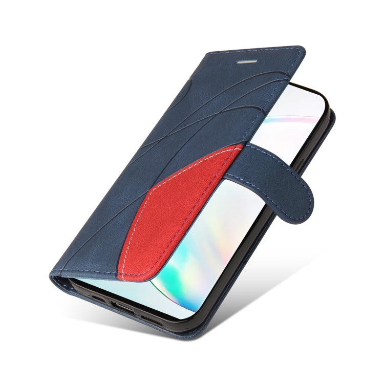 For Samsung Galaxy Note10+ Dual-color Splicing Horizontal Flip PU Leather Case with Holder & Card Slots & Wallet(Blue) by buy2fix