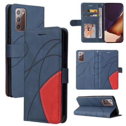 For Samsung Galaxy Note20 Dual-color Splicing Horizontal Flip PU Leather Case with Holder & Card Slots & Wallet(Blue) by buy2fix