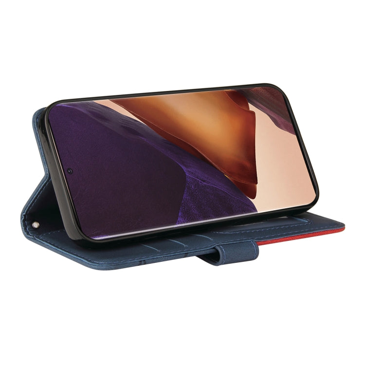 For Samsung Galaxy Note20 Dual-color Splicing Horizontal Flip PU Leather Case with Holder & Card Slots & Wallet(Blue) by buy2fix