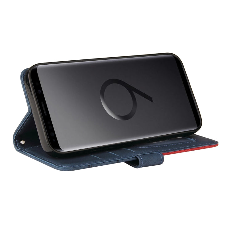 For Samsung Galaxy S9+ Dual-color Splicing Horizontal Flip PU Leather Case with Holder & Card Slots & Wallet(Blue) by buy2fix