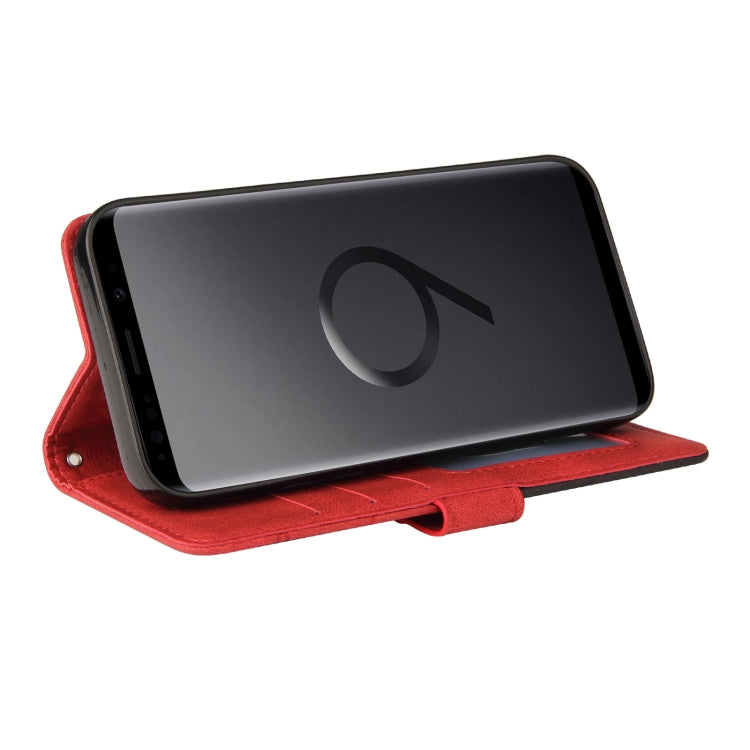 For Samsung Galaxy S9+ Dual-color Splicing Horizontal Flip PU Leather Case with Holder & Card Slots & Wallet(Red) by buy2fix